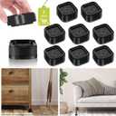 8 Pack Furniture Risers 1 or 2 Inch, Adjustable Bed Risers Heavy Duty For Table Desk Couch Chair Sofa Cabinet Bed Legs Dorm, Square Stackable Bed Raisers Blocks Lift Height 1", 2" or 3", Black