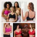 SHAPELLX Wireless Comfy Bra for Women Seamless Bra Non Padded Soft Bralette V Neck Everyday Bras with 4 Rows of Hooks (Blue)