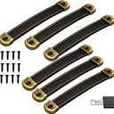 OLAYA Suitcase Luggage Pulls Leather Handles Cabinet Knobs Drawer Pulls Dresser Knobs Door Knobs 6 Pcs Grip Replacement Metal Hardware for Cabinet Dresser Trunk Case with Screws,(6, black)