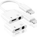 [Apple MFi Certified] Apple Lighting to 3.5 mm Headphone Jack Adapter for iPhone, 2 Pack 2 in 1 iPhone Headphone Aux Audio + Charger Cable Splitter Adapter Dongle for iPhone 14 13 12 11 XS XR X 8 7