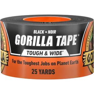 Gorilla Tape Tough & Wide, Black Tape, 2.88" x 25 yd (Pack of 1) - Heavy Duty and Weather Resistant for Indoor or Outdoor