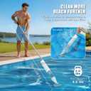 Cordless Pool Vacuum for Above Ground Pool & Inground Pool, Handheld Spa Cleaner with 16 GPM Powerful Suction, Telescopic Pole, Rechargeable Pool Vacuum for Above Ground Pool, Sand, Leaves, White