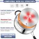 E-far Stainless Steel Cookware Set - Induction Tri-Ply Base Pots and Pans, 10-Piece Non-Toxic Kitchen Cooking Set w/Stay-Cool Handle, Frying Pans, Saucepans, Stockpot with lid, Oven & Dishwasher Safe