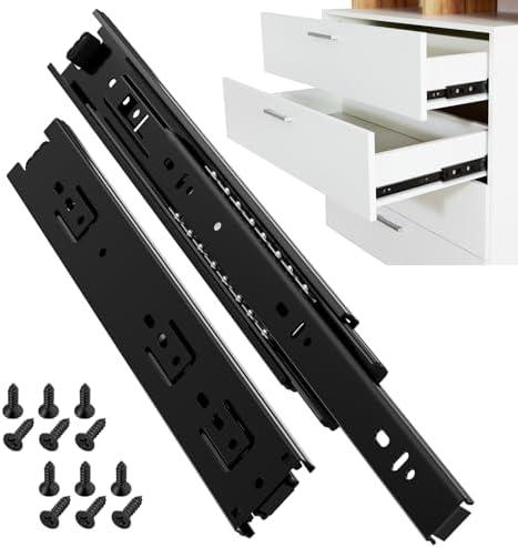 ToBeGreat 5 Pair Side Mount Drawer Slides 20 Inch 100 LB Load Capacity, Full Extension Ball Bearing Metal Replacement Rails Dresser Runners Cabinet Can Slider Kitchen Glides (Black,508mm)
