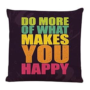 Ofocam Square Decorative Throw Pillow Covers Do More of What Makes You Happy Inspiring Creative Motivation Design Concept on Grunge Rough Pillow Case Linen Pillow Cover Throw Cushion Covers 18x18 Inch