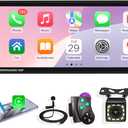 6.9" Single DIN Car Stereo Radio with Wireless Apple CarPlay, Car Bluetooth 5.2, Android Auto,IPS 1280 * 480 HD Screen,FM Radio,Backup Camera,USB Type-C Fast Charging,180W Audio Subwoofer,Navigation