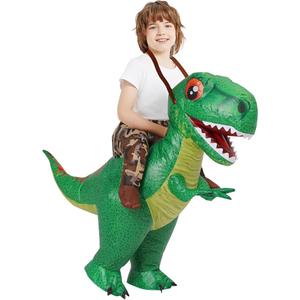 One Casa Inflatable Costume Dinosaur Riding T Rex Air Blow up Funny Party Halloween Costume for Kids