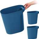 IRIS USA Small Trash Can Wastebasket with Handle, 6 Gallon / 24 Quart, 3-Pack, for Bathroom, Office, Bedroom, Under Sink, Kitchen, Garbage - Eco Friendly Navy