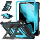 Soke Case for iPad (A16) 11th Generation 11-Inch 2025 /10th Generation 10.9-Inch 2022, with Screen Protector and Multi-Angle Kickstand, Rugged Full Body Heavy Duty Protective Cover - Black CyanBlue