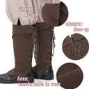 Medieval Pirate Boot Covers Costume Renaissance Linen Leg Gaiters Tie Up LARP Ren Faire Accessories (Brown)