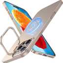 TORRAS Magnetic Slim Fit Case for iPhone 16 Pro with Stand, Compatible with MagSafe, Built-in Stash Stand, Ultra Thin, Anti-Scratch Matte Hard Phone Case 6.3 inch, Desert Titanium Gold