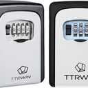 TTRWIN Key Lock Box, Resettable 4 Digit Combination Waterproof Safe Storage Security Lock Box, 5 Keys Large Capacity Wall Mounted LockBox for Outside, Home, Office, Garage, 2 Pack