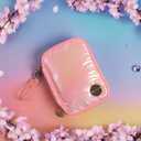 2 x Travel Jewelry Organizer Case with Zipper and Mirrored Charm, Small Portable Jewelry Storage Bag for Rings, Necklaces, Earrings, Travel Pouch, Gift for Teen, Holographic Pink