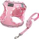 Mercano Soft Mesh Dog Harness and Leash Set, No-Chock Step-in Reflective Breathable Lightweight Easy Walk Vest Harnesses with Safety Buckle for Small Dogs, Cats (Pink, XL) 