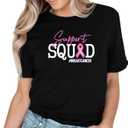 in October We Wear Pink Shirt Breast Cancer Shirts Cancer Support Squad Short Sleeve Pink Ribbon Tee Tops (XX-Large, Black)