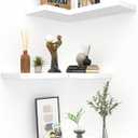 NATURE'S SOURCE Floating Corner Shelves with Invisible Brackets Set of 3, Corner Shelves Wall Mounted, for Home Bedroom Bathroom Kitchen Living Room Office- 16.1" x 11.5" (Pure White)