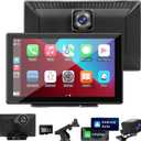9.3" Carplay Screen for Car with Backup Camera, 2.5K Wireless Display, Android Auto Compatible, Portable Dash Cam, Touch Monitor, GPS Navigation, Bluetooth FM Transmitter, Universal Mount, Gifts