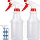 JohnBee Empty Spray Bottles (16oz/2Pack) - Adjustable Spray Bottles for Cleaning Solutions - No Leak and Clog - HDPE spray bottle For Plants, Pet, Vinegar, BBQ, and Rubbing Alcohol