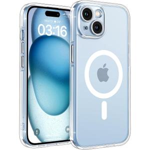 TOCOL Magnetic for iPhone 15 Case Clear, Upgraded Full Camera Protection, Compatible with Magsafe, Drop Protection, Phone Cover for iPhone 15 6.1 inch (Clear)