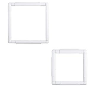 Janinka Embroidery Hoop 2 Pcs Cross Stitch Hoops and Frames White Rectangular Cross Stitch Embroidery Snap Frame DIY Sewing Tool for Quilting Silk-Painting (White)