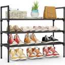 Kitsure Shoe Rack - 3-Tier Shoe Organizer, Shoe Rack for Closet, Entryway, Bedroom, Easy- Assembly Storage Shelf with Side Handles, 27.6" Wide - 3 Tiers, Black