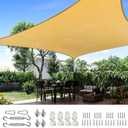 Quictent 185G HDPE Square Sun Shade Sail Canopy 98% UV Block Outdoor Patio Garden with Hardware Kit (Sand) 20X20FT