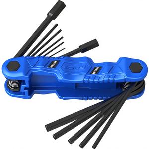 12-Piece Large Folding Hex Key Set Metric (1.5-12mm), Heavy Duty Allen Wrench Set, Portable Tool for Archery, Bike Repair, Furniture, and Basic Home Maintenance (Blue)