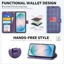 TUCCH Detachable Case Wallet for Galaxy S26, Wrist Strap 3 Card Slots RFID Blocking Wireless Charging Stand, 2-in-1 Magnetic PU Leather Shockproof Folio Cover for Galaxy S26 (6.3") 2026, Deep Purple