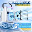 Portable Air Conditioners, 3 Wind Speeds & 7 LED Lights Evaporative Personal Air Cooler, 4 in 1 Portable AC with 650 mL Large Water Tank, Mini Air Conditioner for Bedroom/Car/Home/Camping/Room