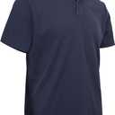 BONICHE Polo T Shirts for Men Short Sleeve Quick Dry Fit Mens Golf Shirt Moisture Wicking for Business Casual Workout (Large, Navy Blue)