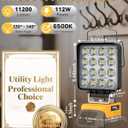 Ecarke 20V Cordless LED Work Light Compatible with DeWALT Batteries: 112W 11200LM Flashlight with Low Voltage Protection, 20V Tools Flood Light for Job Site, Construction Camping, Battery Not Included