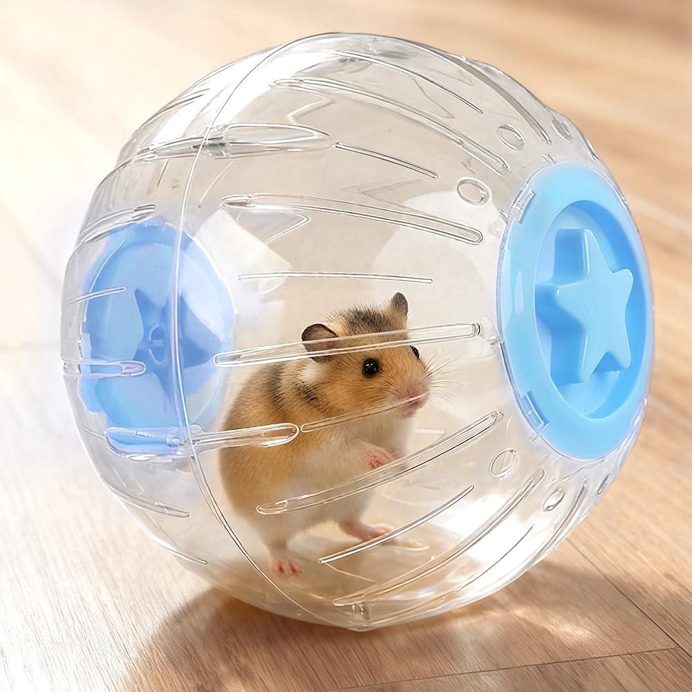 Hamster Exercise Ball 7.9 InchCrystal Clear Hamster Running Ball with Twist-Lock Lid, Large Safe Ventilation Toys, Accessories for Syrian/Dwarf Hamsters and Other Small/Medium Hamsters, Blue
