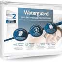 Waterguard Waterproof Pillow Protectors Quilted, Zippered Pillow Cases, 100% Cotton Top, Microfiber Filled Pillow Covers, Queen Size (20x30) Set of 2