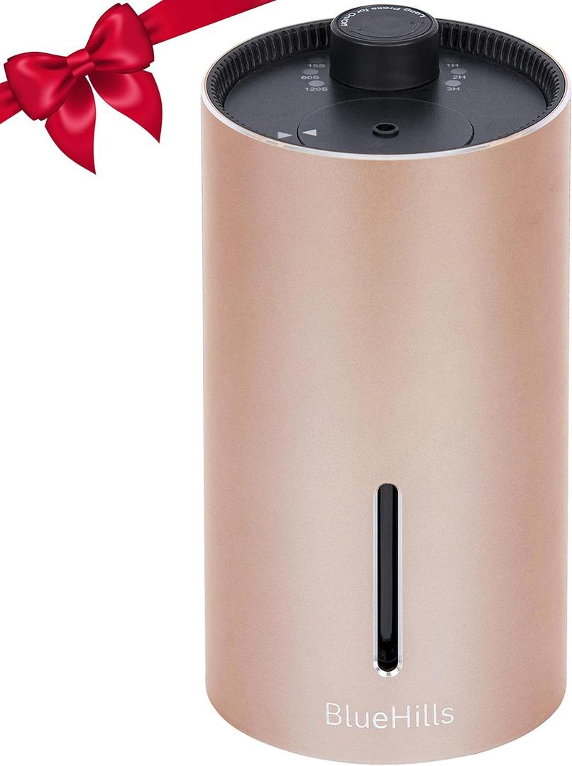 BlueHills Waterless Cordless Car Essential Oil Diffuser Aromatherapy Mini Compact Diffuser for Oils Large Room Portable USB Travel Battery Operated Rechargeable Hotel Home - J04 Rose Gold
