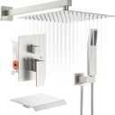 HGN 10 Inches Bathroom Rain Shower Combo Set Wall Mounted Rainfall with Tub Spout Brush Nickel Shower Head System Rough-in Valve Body and Trim Included