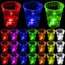 mishunyus 24-Pack 16oz Glow in The Dark Party Cups - Reusable Plastic Cups for Neon Party Decorations, Birthday Celebrations (16th-80th), Weddings, BBQ, Beach & Holiday Events - 7 Vibrant Colors