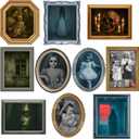 Halloween Decorations Indoor Scary Wall Decor, 10Piece Poster Creepy Frames Portraits Pictures, Gothic Decor Horror Castle Haunted House Mansion Decor Decoration Party Supplies