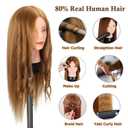 Opini Mannequin Head with 80% Human Hair - Straight, 26"-28" Doll Head for Cosmetology & Hairdresser (#27 Light Brown)