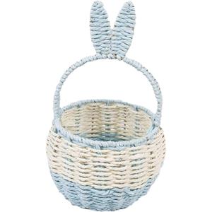 Woven Basket Hand Basket,Easter Decor,Camping Handwoven Storage Basket with Handle Easter Basket for Baby Shower Party Favors, White(Style F)