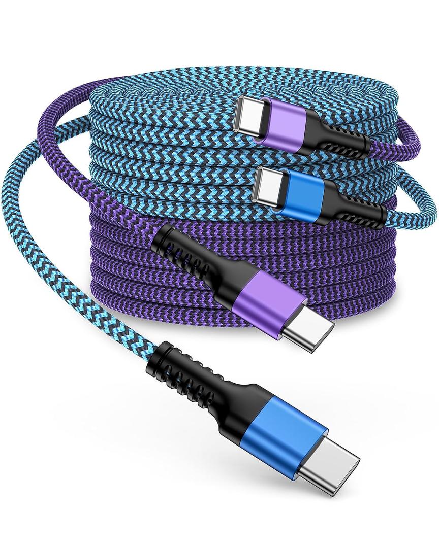iPhone 15/16/17 Fast Charger Cable 10ft, Extra Long Braided Type C to C Power Cord Fast Charging for Apple iPhone 17/17e/16 Pro Max/16e/15/15Pro Max/15, iPad Pro Air Mini, Galaxy S26/S25, Pixel 10Pro