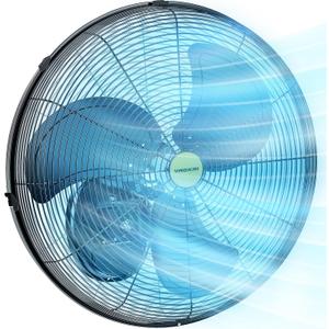 VAGKRI Wall Fan, 20 Inch High Velocity Metal Oscillating Wall Fan, 3 Speeds, 5300CFM Industrial Wall mounted Fan for Home Office Patio Garage Factory Greenhouse Warehouse Farm