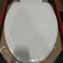 Mayfair Ashton Easy to Clean Single Hinge Toilet Seat, Modern Slow Close Wood Toilet Seat, Made in USA, Elongated, White