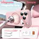 Silicone 360 Spin Magnetic Stand Case for iPhone 17 Pro, [Compatible with Mag-Safe][Reinforced Hard Camera Protection] Liquid Silicone Rubber Phone Case Cover with Ring, Camera Button, Pink