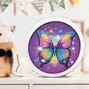 Gemozaic Butterfly Diamond Art Kits for Kids with Round Frame, Animals Kids Diamond Art Painting Kit for Ages 6-8-12, DIY Gem Painting for Girls, Boys, Home Wall Decor (8x8inch)