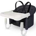 Hook On High Chair with Tray, Fast Table Chair for Baby Toddler, Portable Feeding Seat Attaches to Table, Washable for Travel Outside (Black)