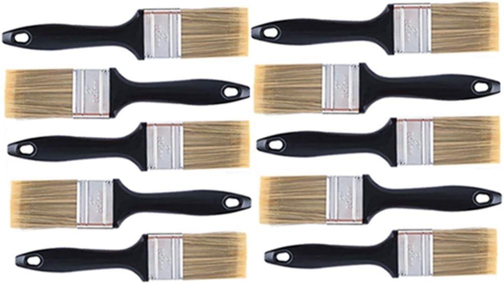 10 Pieces 2 Inch Paint Brush,Flat Paint Brushes Professional Paint Tools with Treated Plastic Handle for DIY Paint,Furniture,Fences,Deck,and Wall Trim (Black 10 Pack)