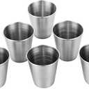 6 PCS 2 Ounce Stainless Steel Shot Cups Shot Glass Drinking Vessel Unbreakable Metal Shooters for Whiskey Tequila Liquor Great Barware Gift