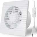 6 Inch Exhaust Fan, 26W Wall Mount Small Ventilation Fan With Switch, 139CFM Ventilation Extractor Fan With Anti-backflow Check Valve Ultra Thin For Bathroom Kitchen Garage(White)