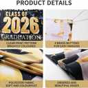 Class of 2026 Graduation Banner Black and Gold Large 71 In x 43 In Congrats Grad Banner for Outdoor/Indoor Party Decorations Happy Graduation Backdrop for 2026 Ceremony