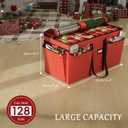 VERONLY Christmas Ornament Storage Box with 8 Trays, Christmas Storage Container for 128-3'' Holiday Ornament Decorations, Large Xmas Organizer with Adjustable Dividers, Dual Zipper and Pocket (Red)